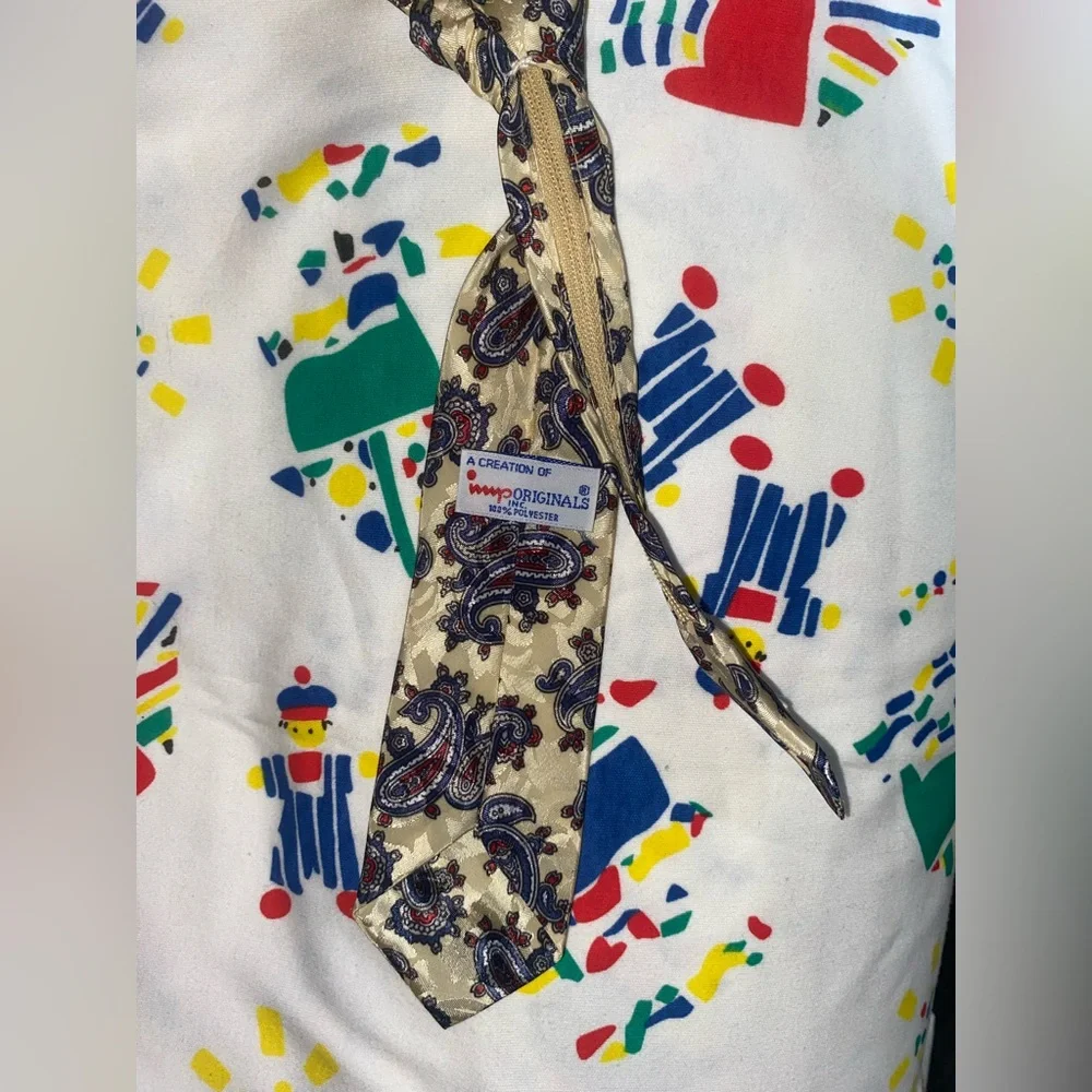 Small Little Kids Adjustable Paisley Patterned Tie